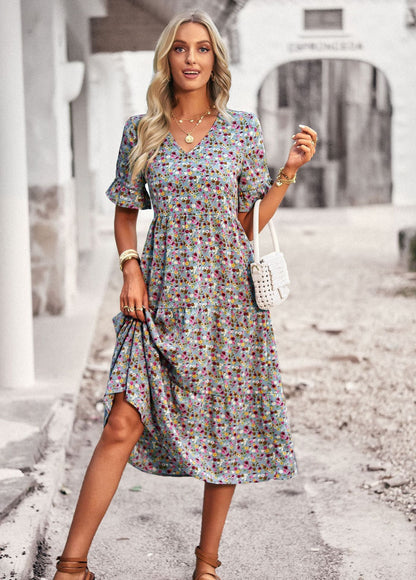 Karly - Cozy Midi Dress with Floral Design for Women