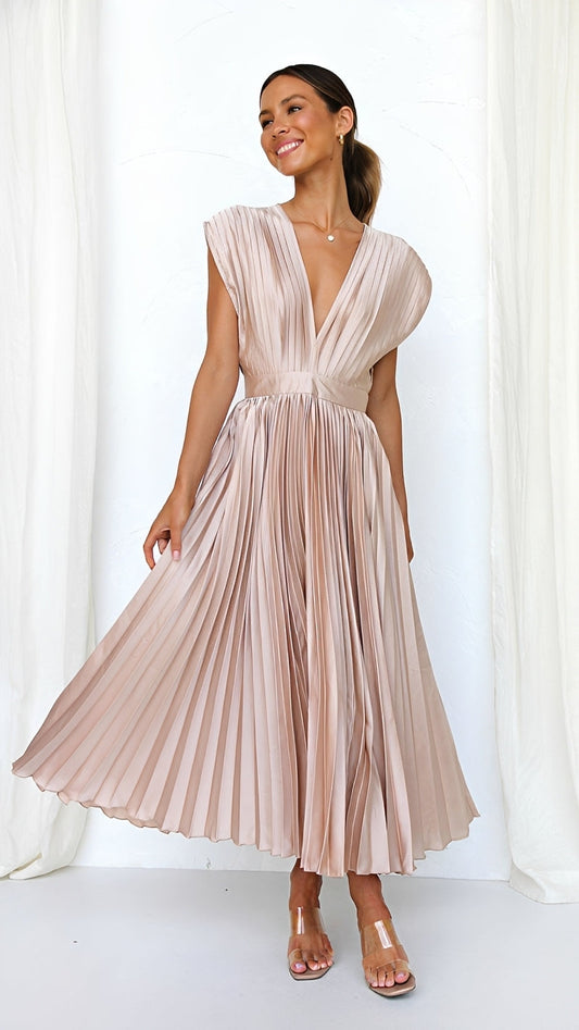 Alexia - Elegant Midi Dress with V-Neck for Women