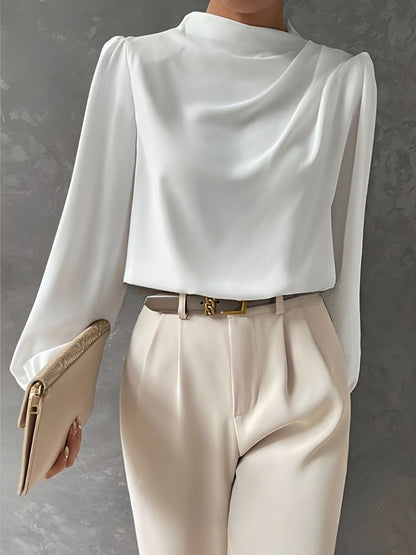 Meghan - Elegant Pleated Satin Blouse for Women