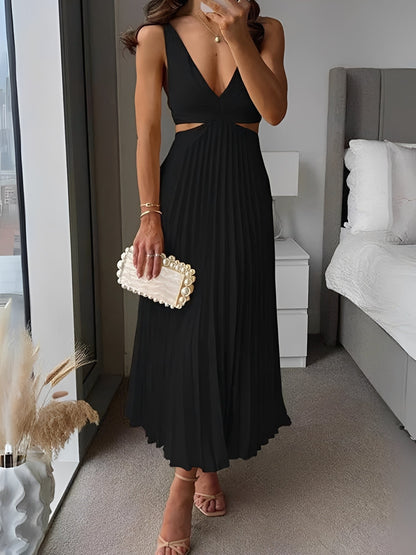 Jane - Elegant Pleated Dress with Hollow Waist for Women