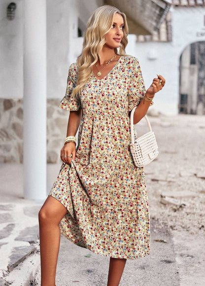Karly - Cozy Midi Dress with Floral Design for Women