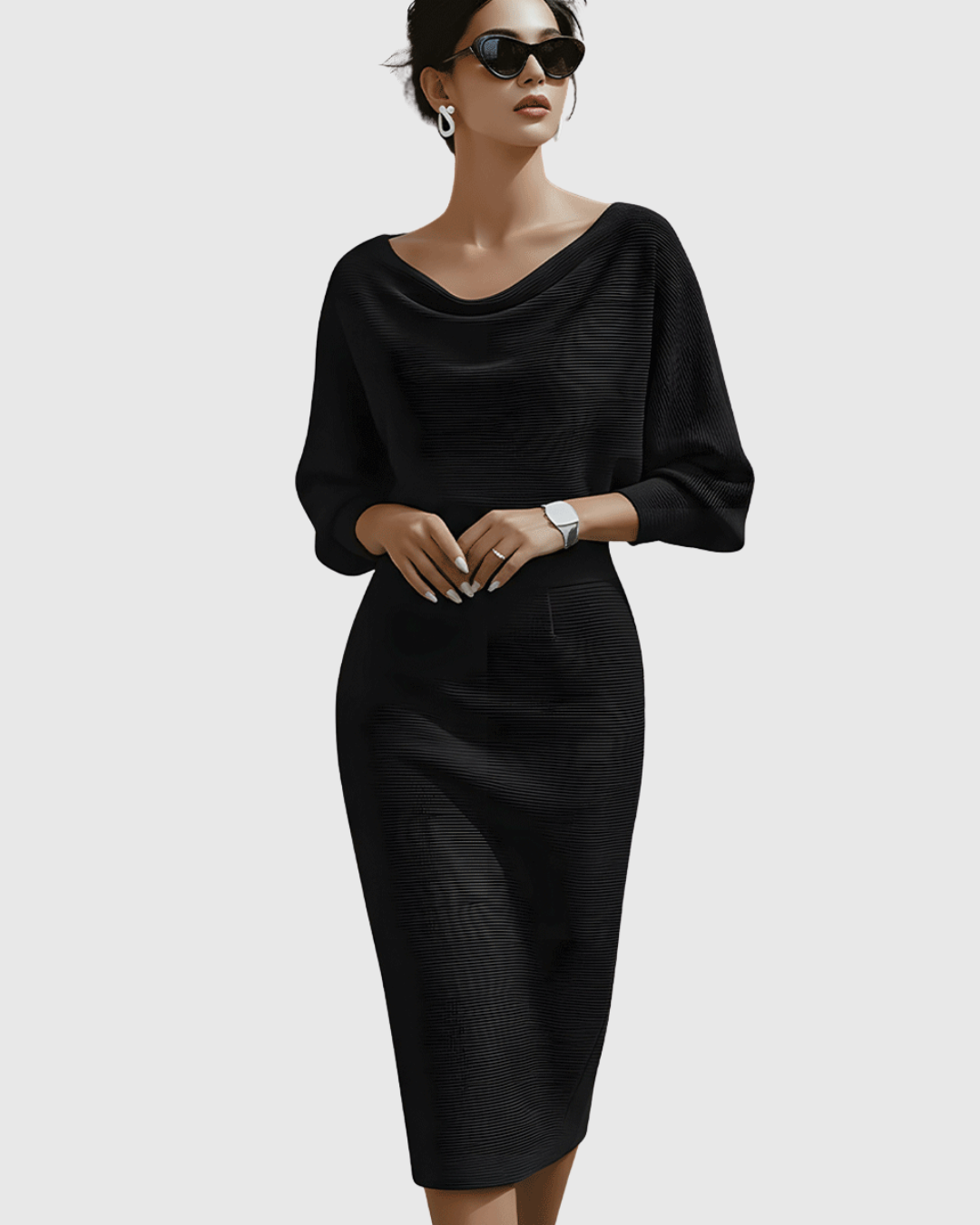 Danaya – Elegant Draped Midi Dress