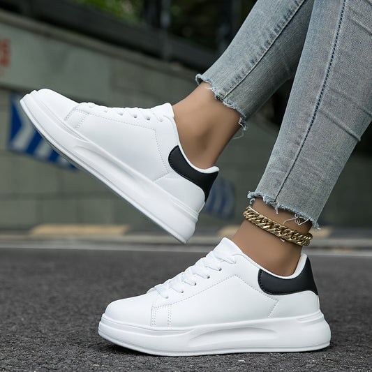 Rommy - White leather sneakers with a sleek appearance