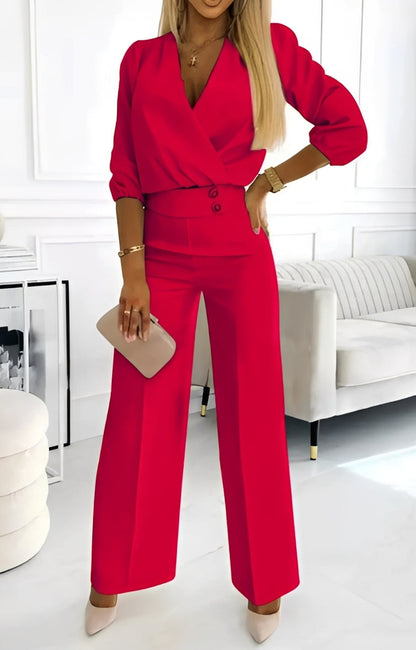 Caroline - Elegant two-piece set with two buttons for women