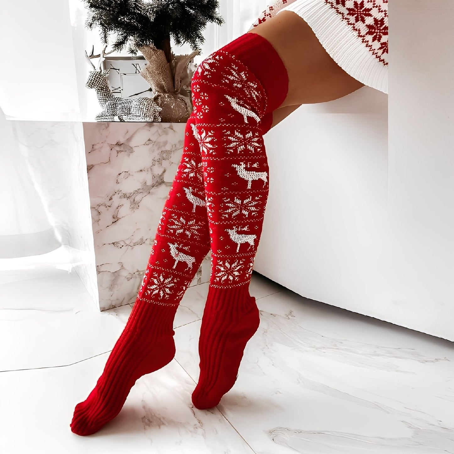Carol - Trendy Knitted Christmas Socks for Women
