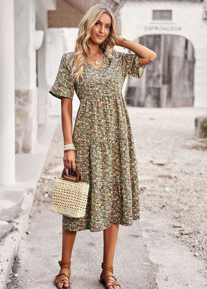 Karly - Cozy Midi Dress with Floral Design for Women