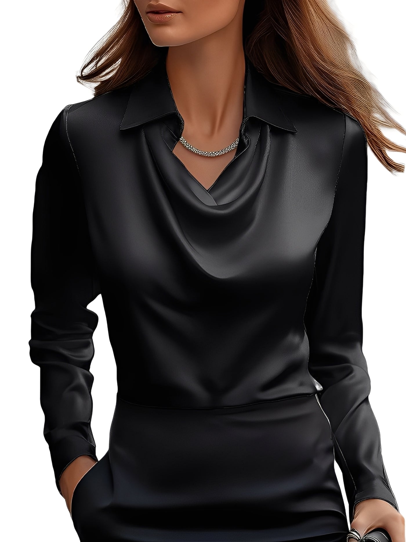 Dionne – Elegant Women’s Satin Blouse with Long Sleeves