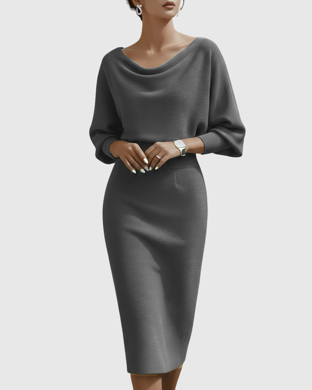 Danaya – Elegant Draped Midi Dress