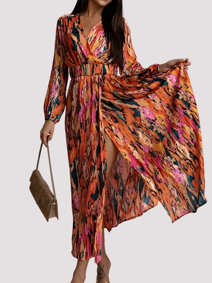 Alina - Stylish bohemian dress with high slit for women