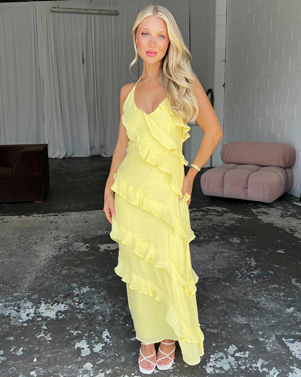 Hazel - Stylish, flowing halter neck maxi dress for women