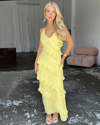 Hazel - Stylish, flowing halter neck maxi dress for women