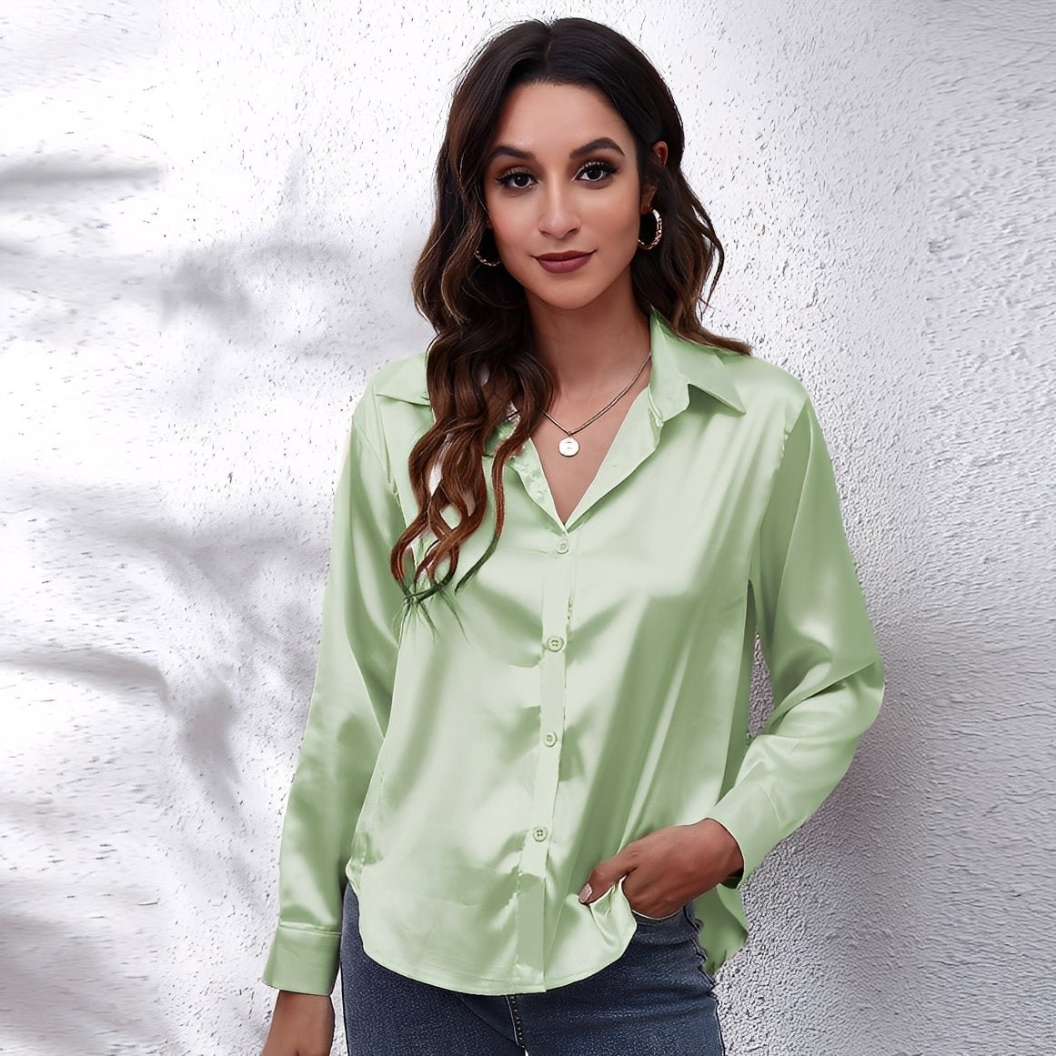 Haylee – Relaxed Long-Sleeve Silk Shirt for Women
