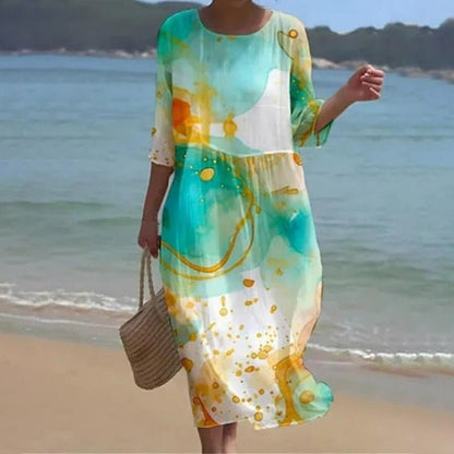 Keely - Elegant, light midi dress with floral design