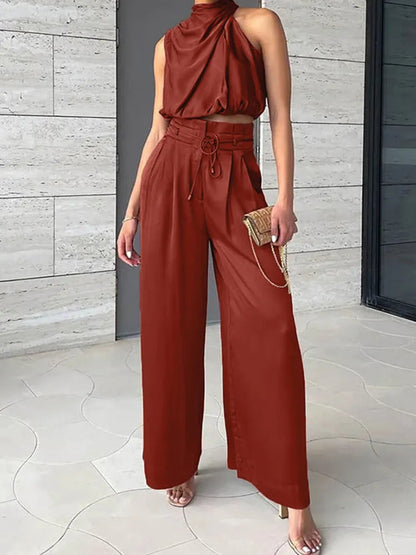 Donna - Fashionable Set with Blouse and Wide Pants