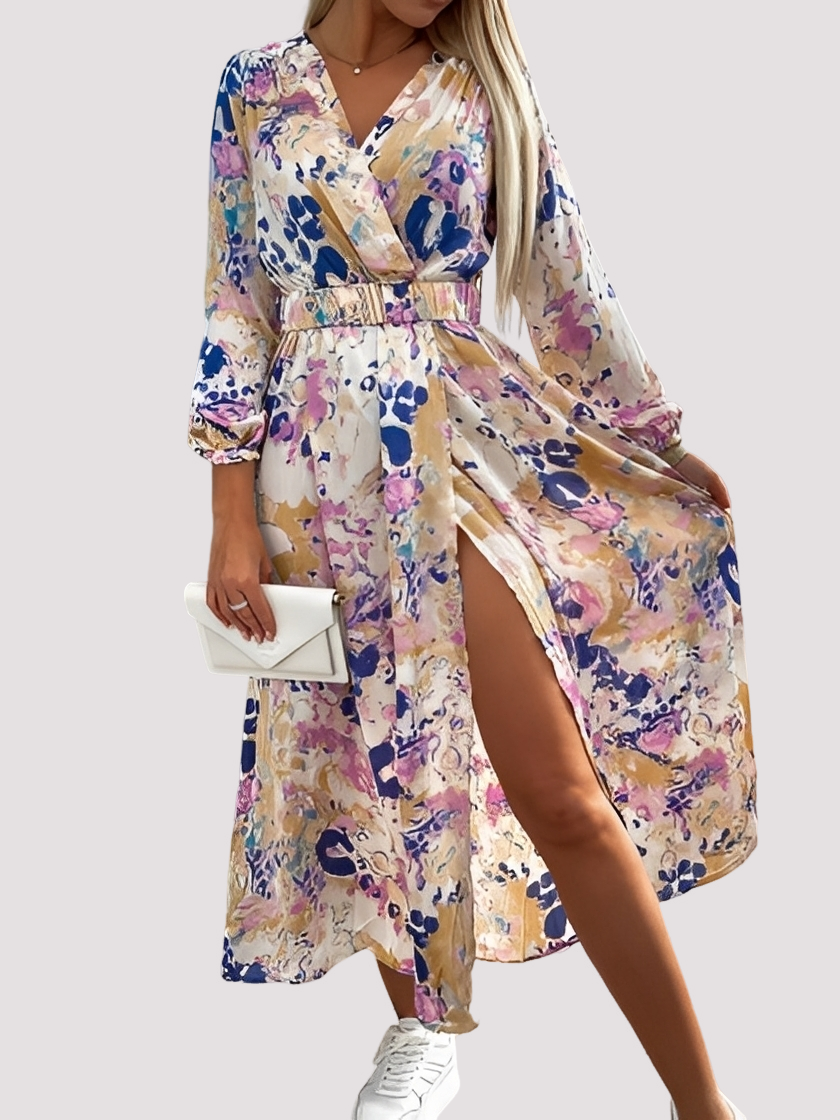 Alina - Stylish bohemian dress with high slit for women