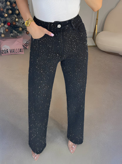 Julia - Stylish glitter jeans with high waist for women