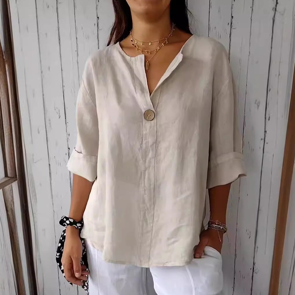 Arabella - Wide blouse for women with V-neck