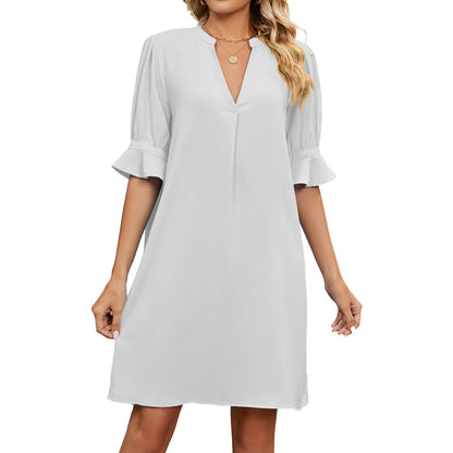 Catherine - Relaxed Fit Dress with V-Neck for Women