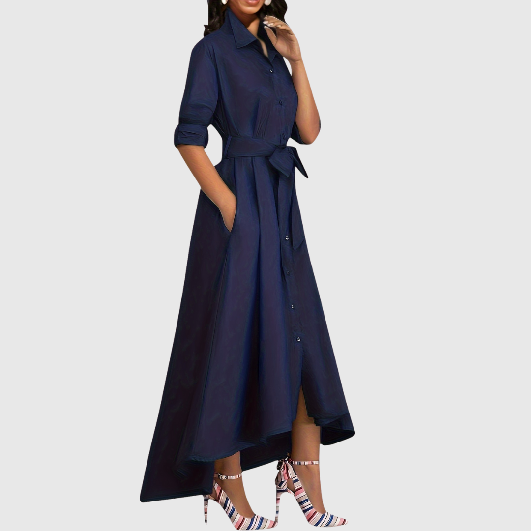 Livienne – Elegant Maxi Dress with Fitted Belt