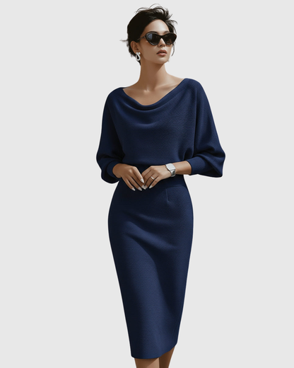 Danaya – Elegant Draped Midi Dress
