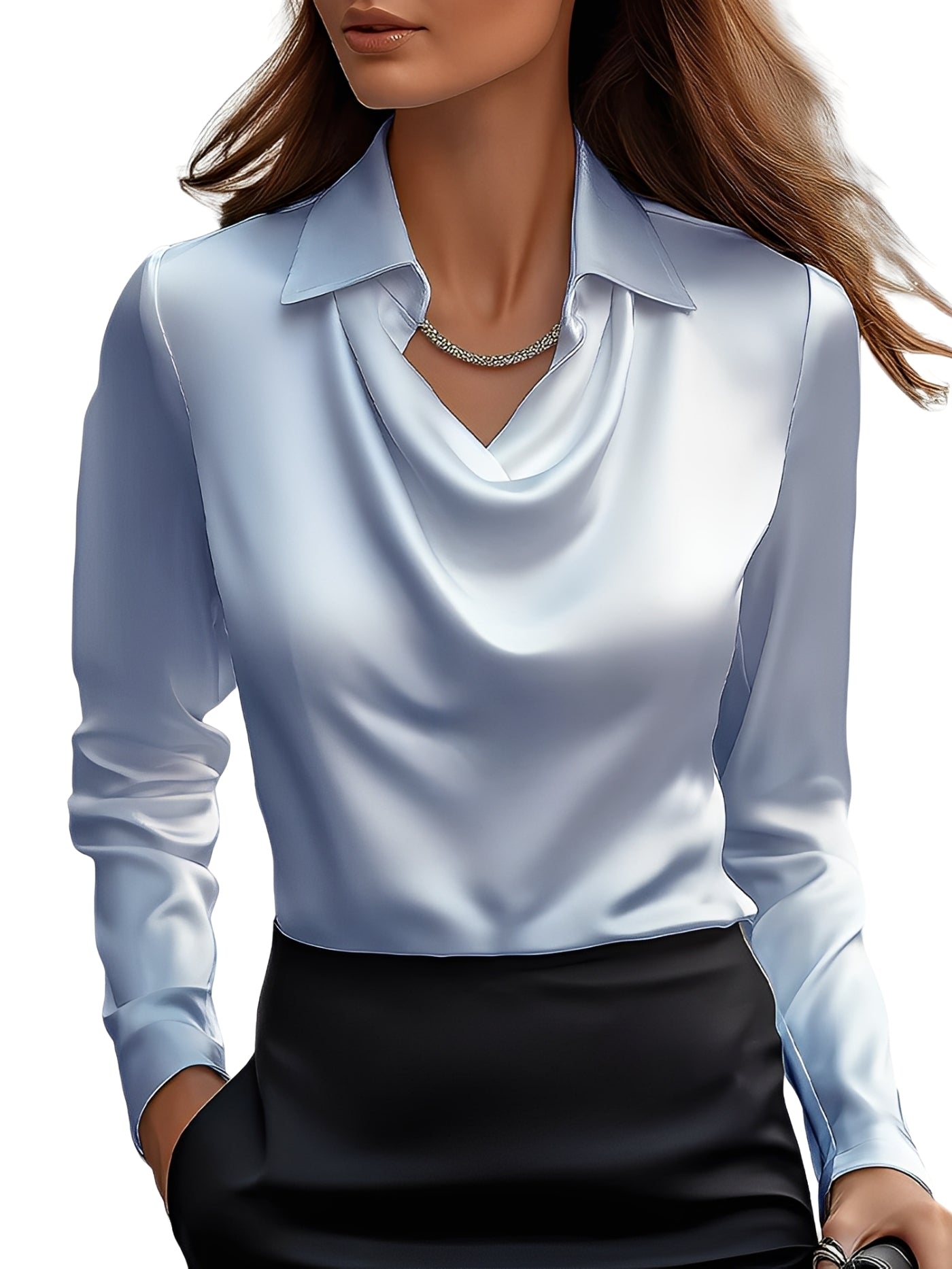 Dionne – Elegant Women’s Satin Blouse with Long Sleeves