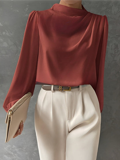 Meghan - Elegant Pleated Satin Blouse for Women