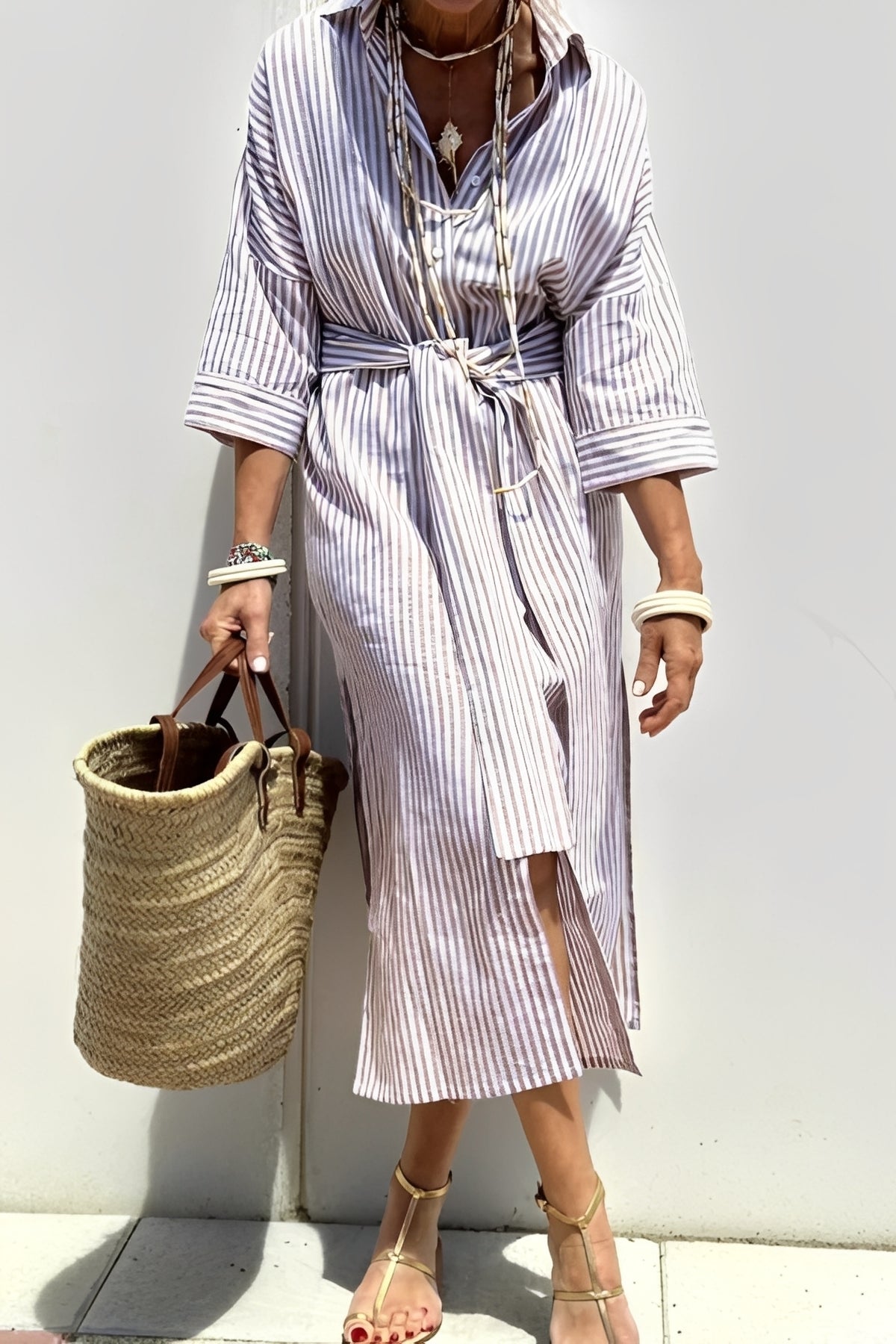 Rosie - Casual Striped Shirt Dress for Women