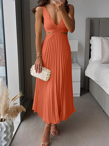 Jane - Elegant Pleated Dress with Hollow Waist for Women