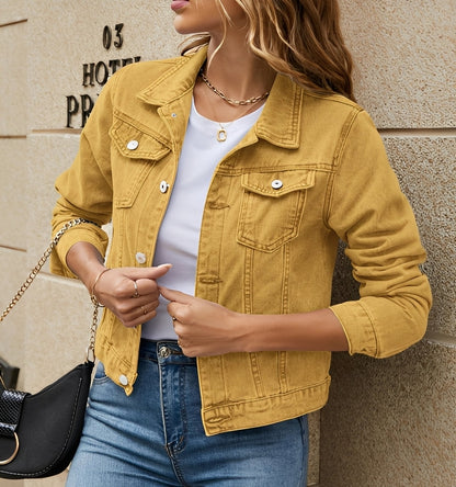Julia - Modern denim jacket with lapel collar for women