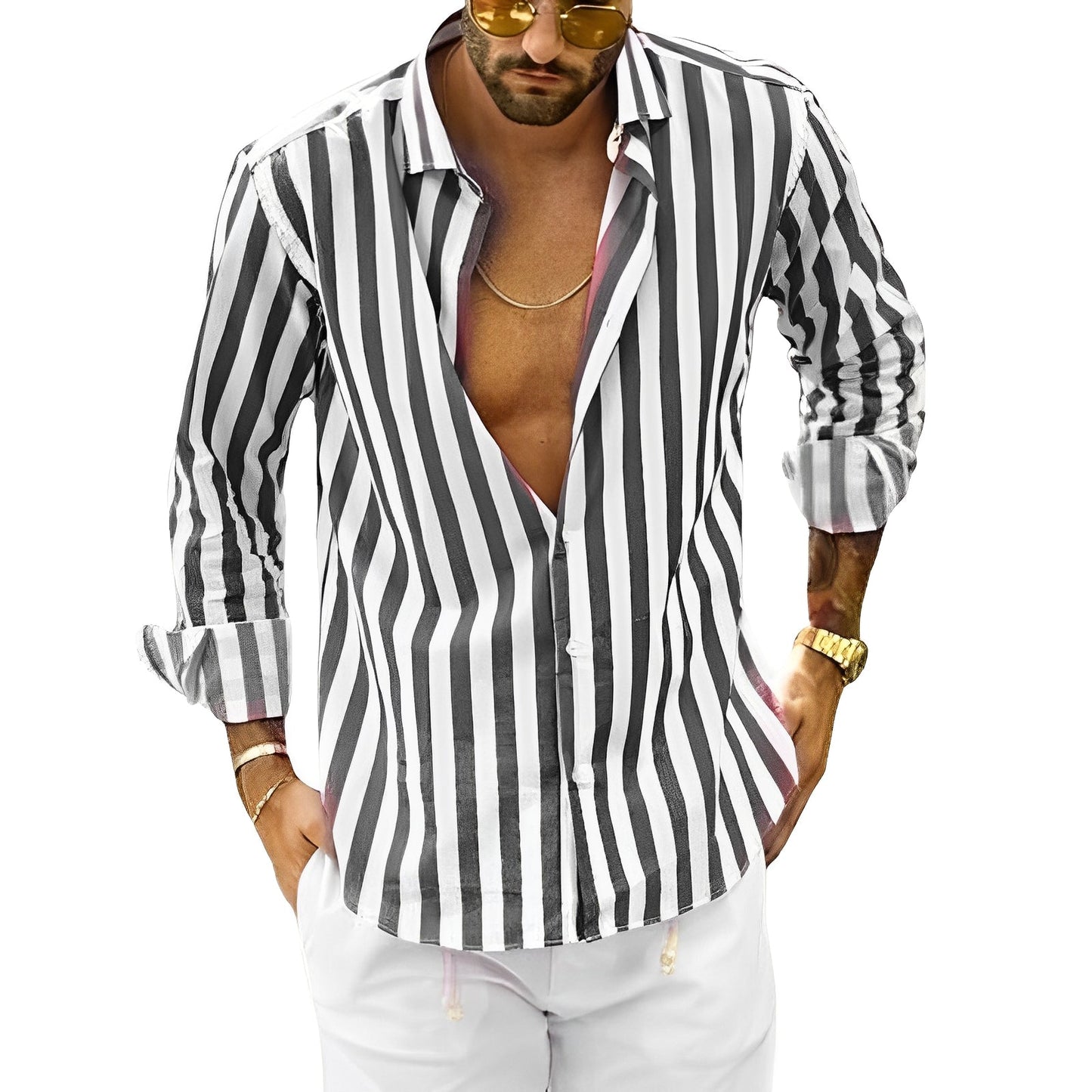 Greyson - Men's comfortable summer shirt with stripes