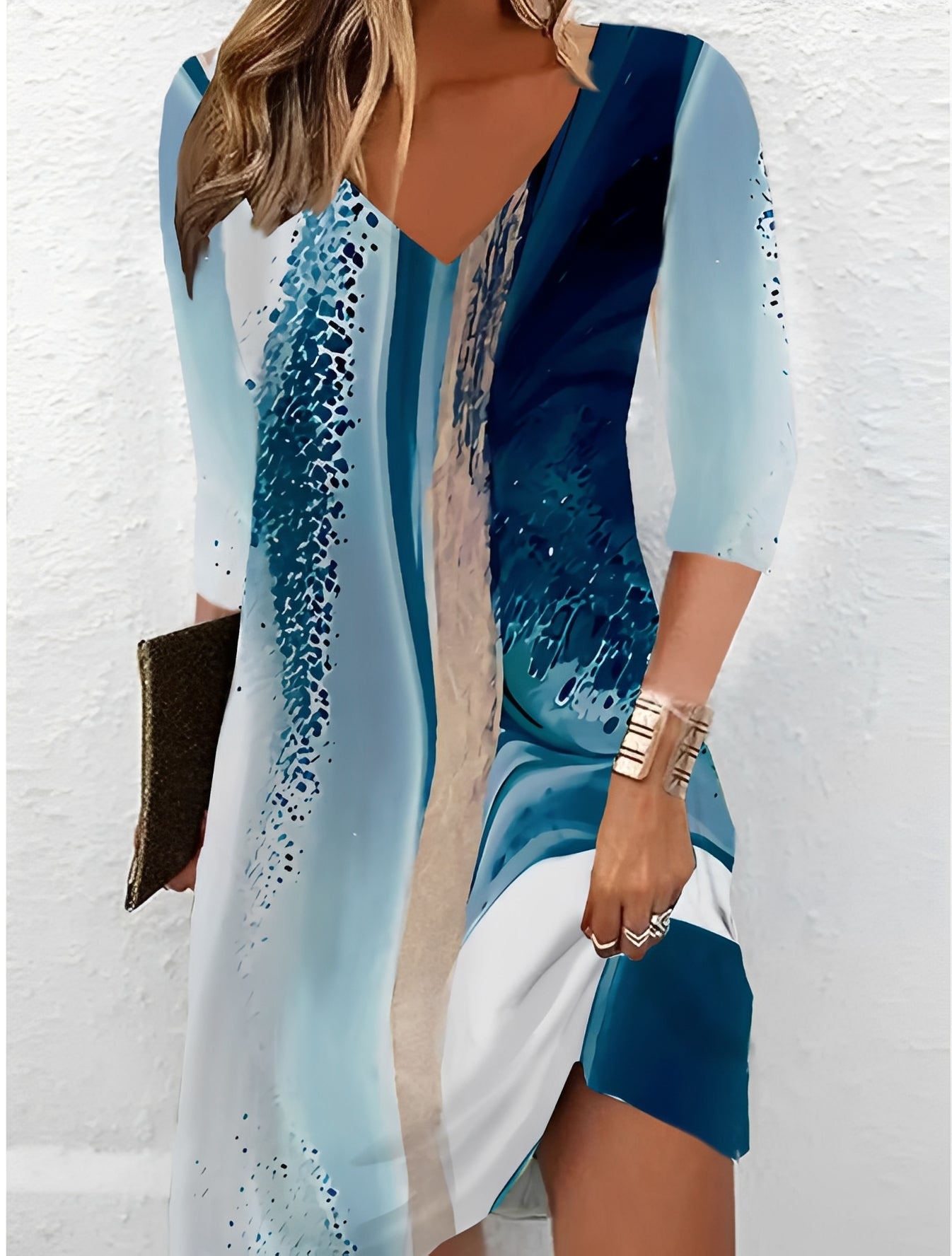 Alicia - Trendy Dress with V-Neck and Print for Women