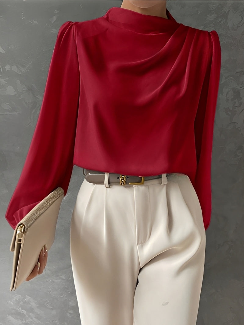 Meghan - Elegant Pleated Satin Blouse for Women