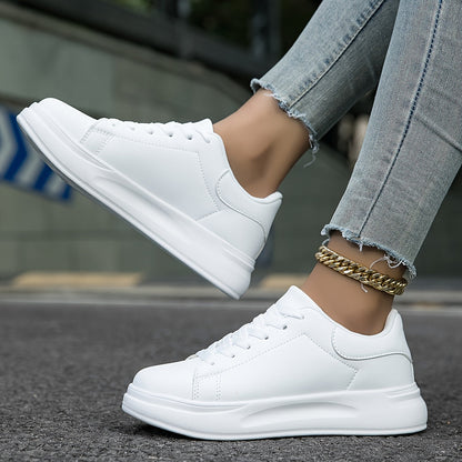 Rommy - White leather sneakers with a sleek appearance