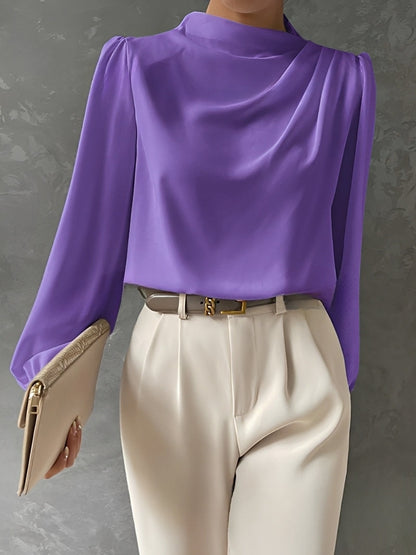 Meghan - Elegant Pleated Satin Blouse for Women