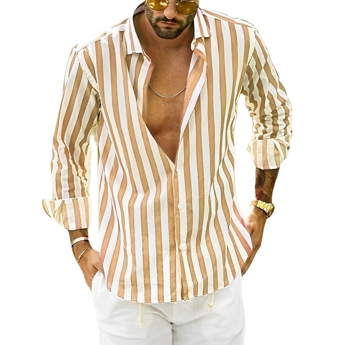 Greyson - Men's comfortable summer shirt with stripes