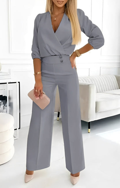 Caroline - Elegant two-piece set with two buttons for women