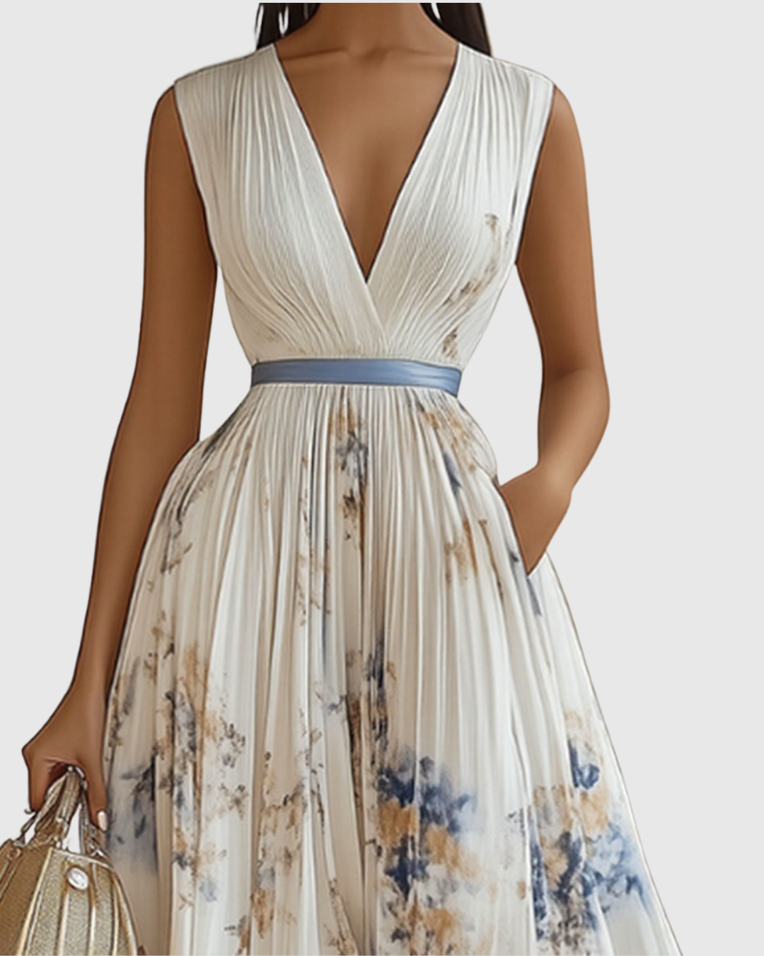 Adeline – Flowing Maxi Dress with Elegant Pleats
