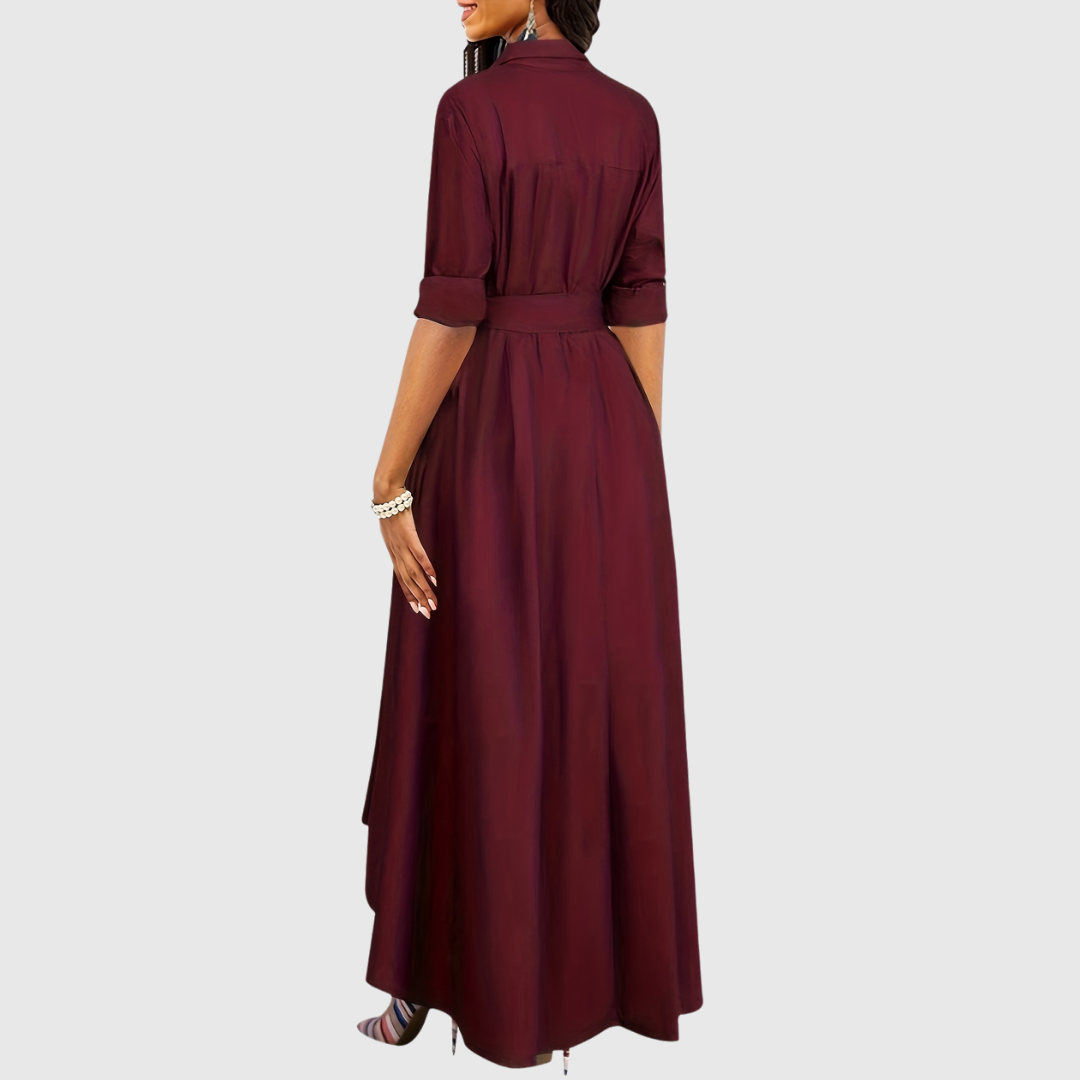 Livienne – Elegant Maxi Dress with Fitted Belt