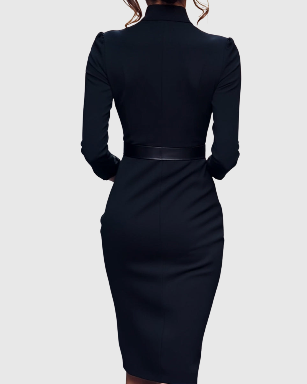 Lara – Stylish Midi Dress with Crossed Collar