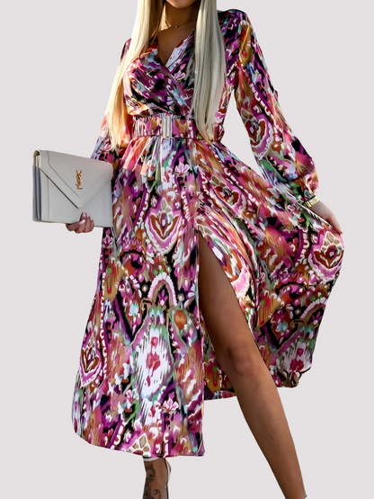 Alina - Stylish bohemian dress with high slit for women