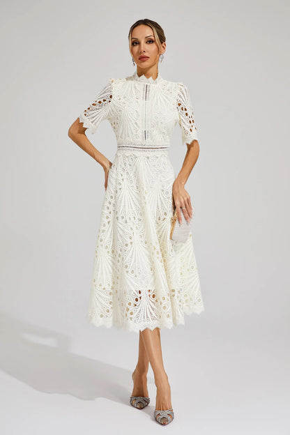 Pierre - Lace midi dress with elegance and refinement