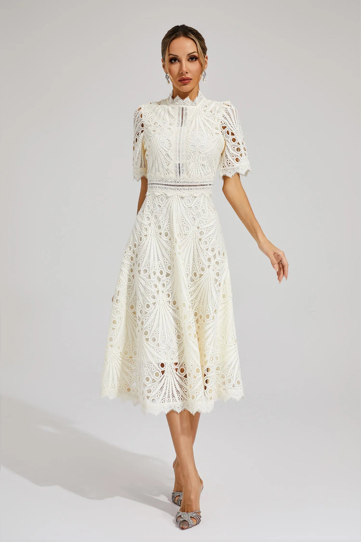 Pierre - Lace midi dress with elegance and refinement