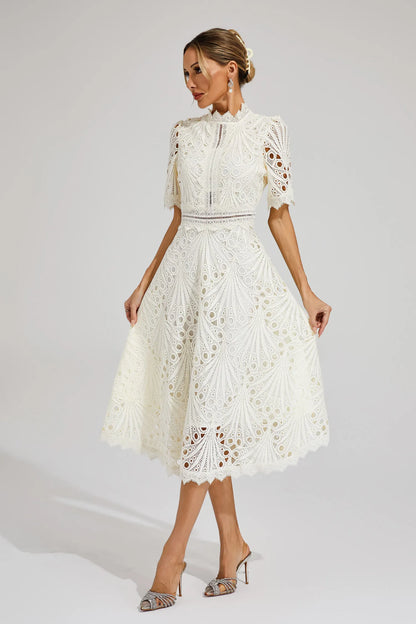 Pierre - Lace midi dress with elegance and refinement