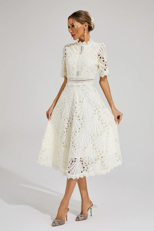 Pierre - Lace midi dress with elegance and refinement
