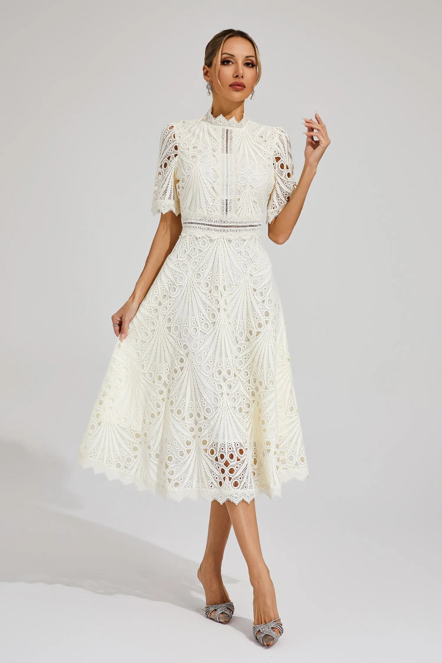 Pierre - Lace midi dress with elegance and refinement
