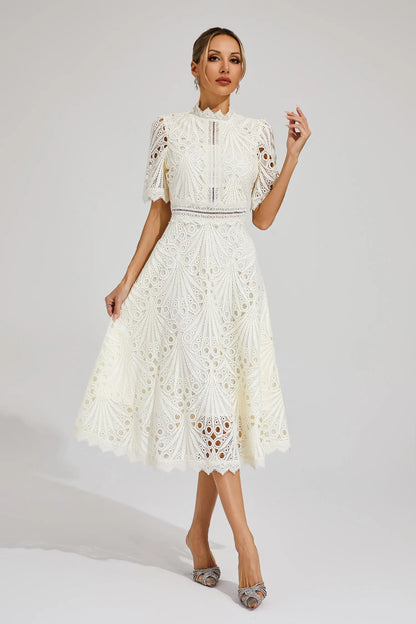 Pierre - Lace midi dress with elegance and refinement