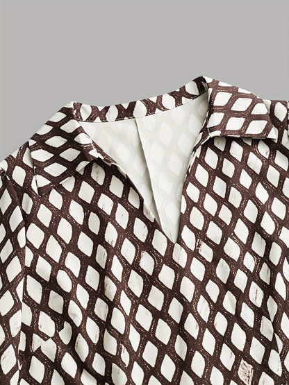 Bella - Elegant Dress with Diamond Print and Fitted Waist