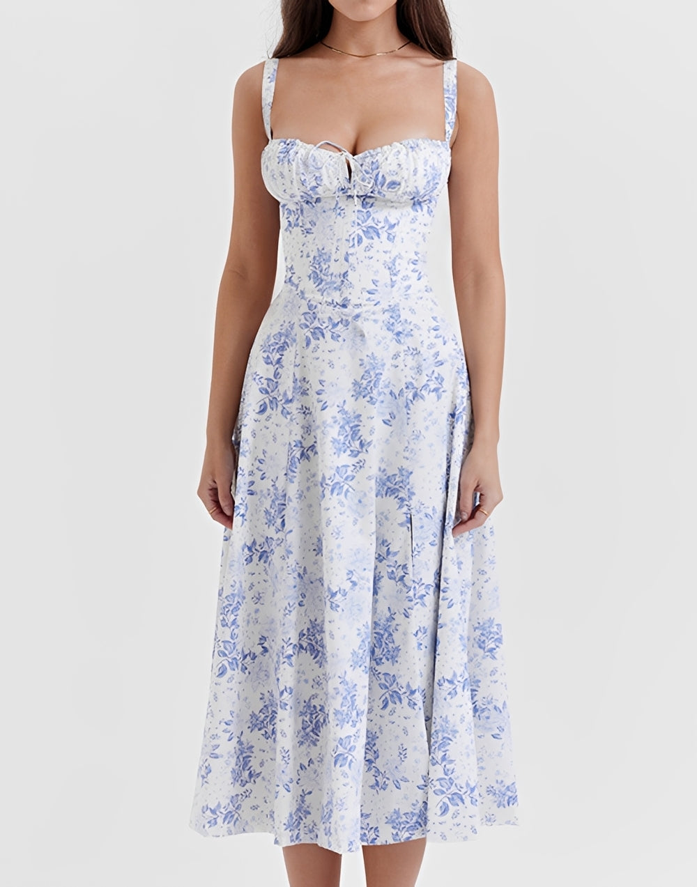 Alyssa - Slim Fit Midi Dress with Floral Pattern for Women