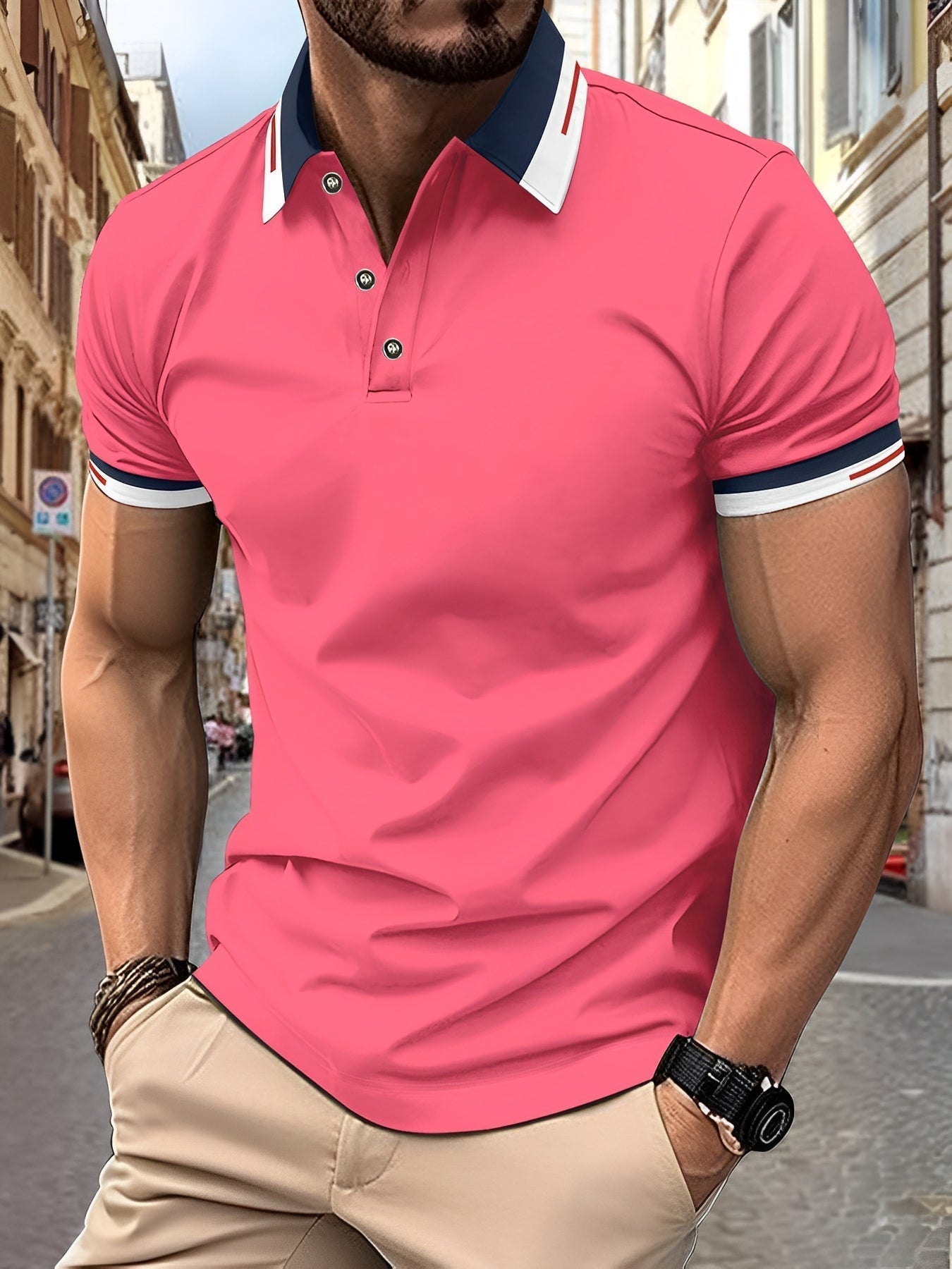 Matthew - Men's simple polo shirt with buttons