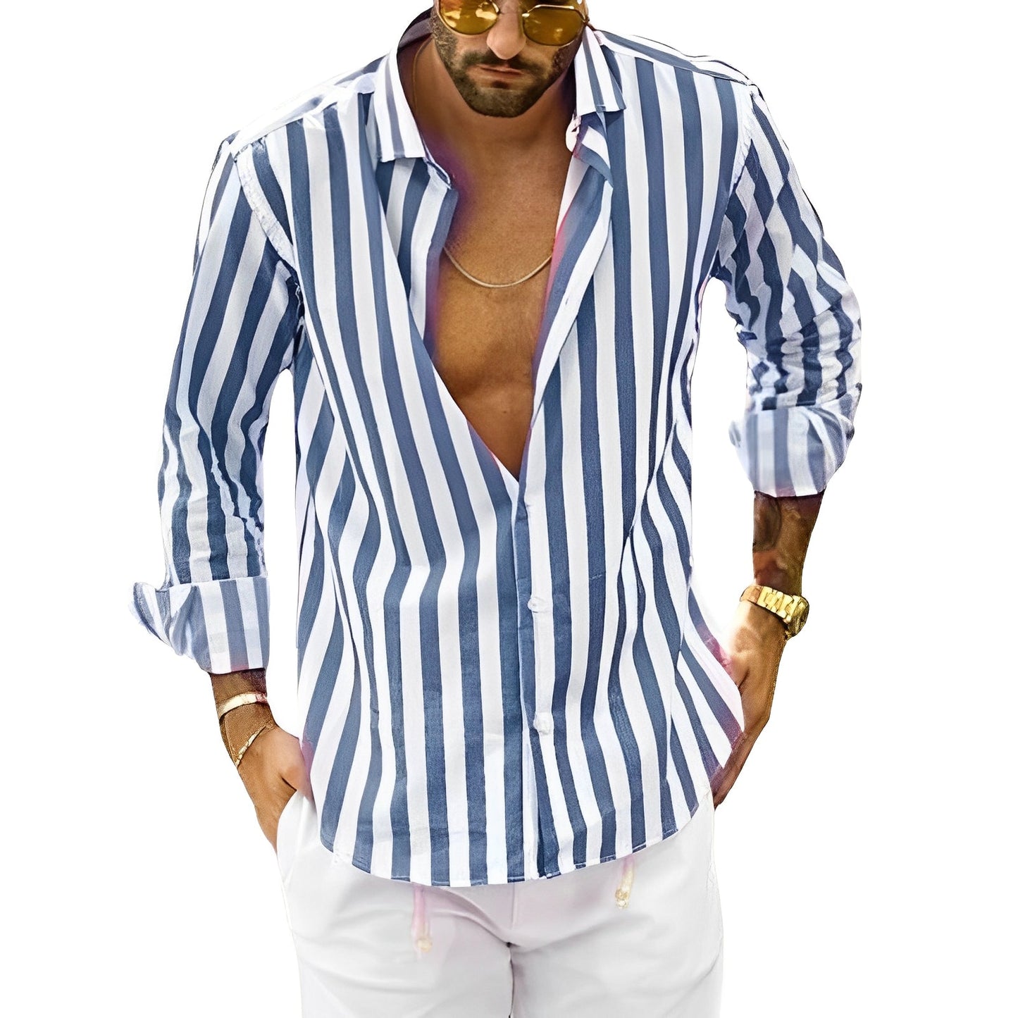 Greyson - Men's comfortable summer shirt with stripes